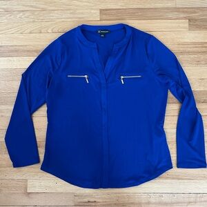 INC Women's Long Sleeve Blouse | Blue | Large